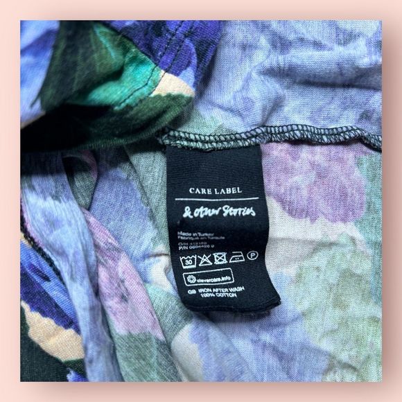 & Other Stories floral half sleeve top size 2 hydrangea print shirt t-shirt tee - Picture 7 of 7